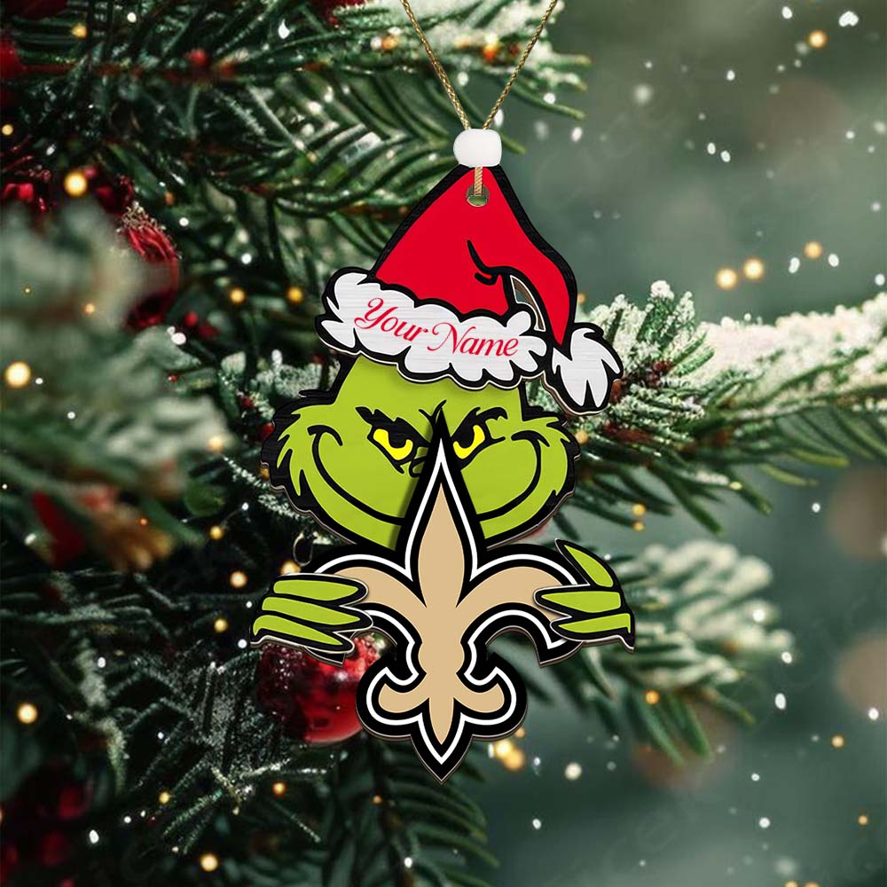 Sportswearmerch New Orleans Saints NFL x The Grinch Christmas Acrylic Ornament Gift For Fans