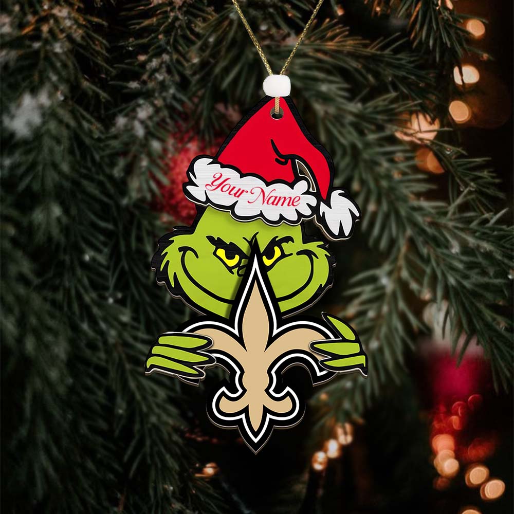 Sportswearmerch New Orleans Saints NFL x The Grinch Christmas Acrylic Ornament Gift For Fans