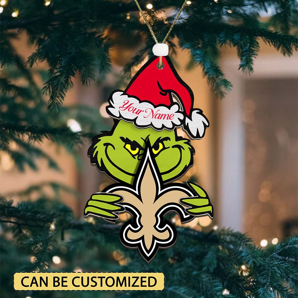 Sportswearmerch New Orleans Saints NFL x The Grinch Christmas Acrylic Ornament Gift For Fans