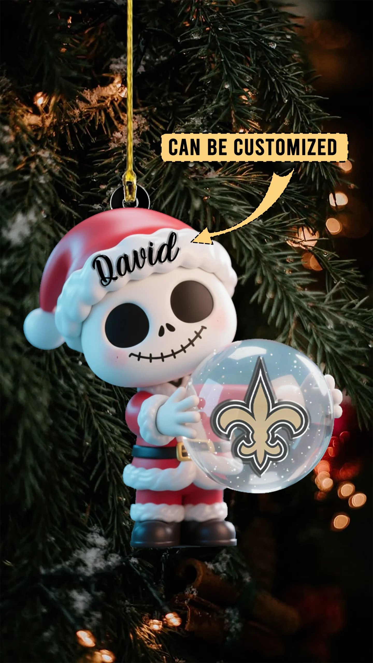 Sportswearmerch New Orleans Saints NFL x The Nightmare Before Christmas Acrylic Ornament Gift For Fans