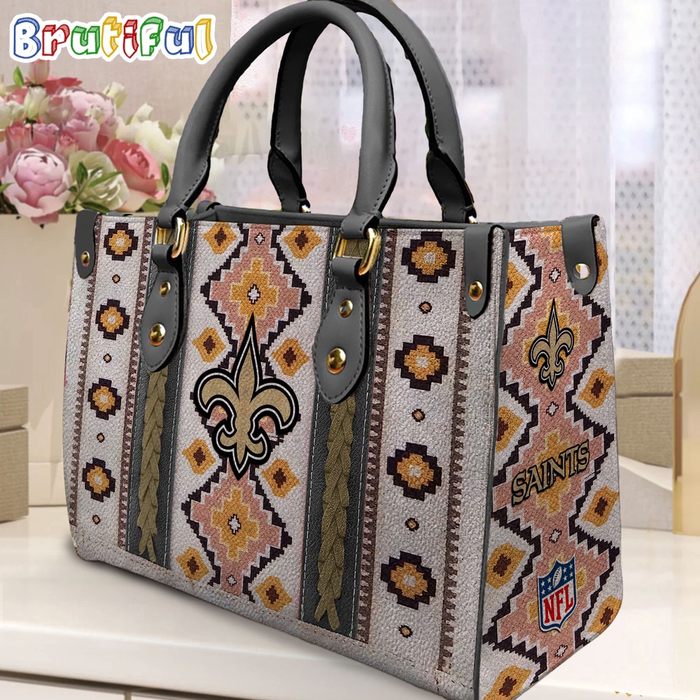 Sportswearmerch New Orleans Saints NFLNative American Pattern Leather Bag For Fan