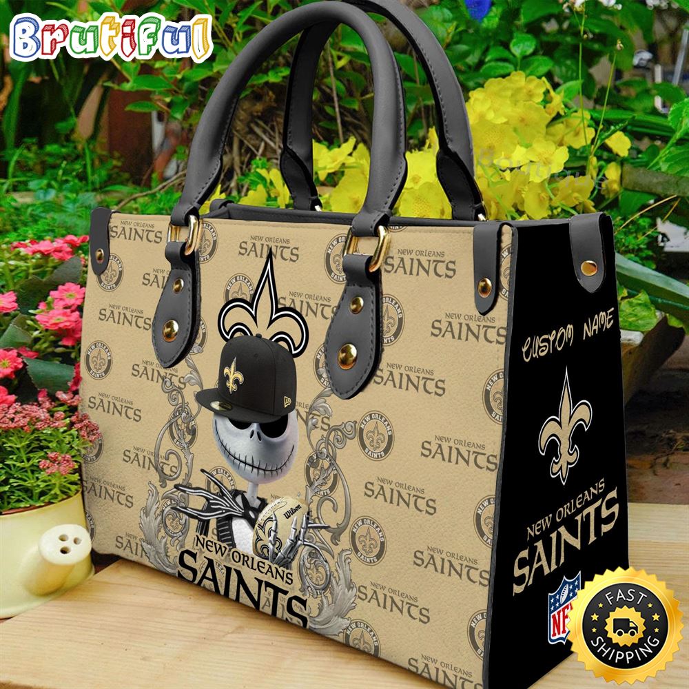 Sportswearmerch New Orleans Saints NFLx Jack Skellington Women Leather Bag For Fan