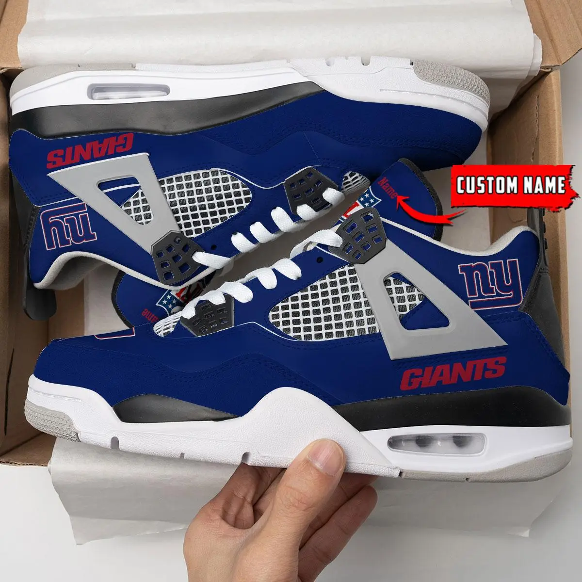 Sportswearmerch New York Giants NFL Air Jordan 4 Sneaker AJ4 Sneakers Shoes For Men And Women