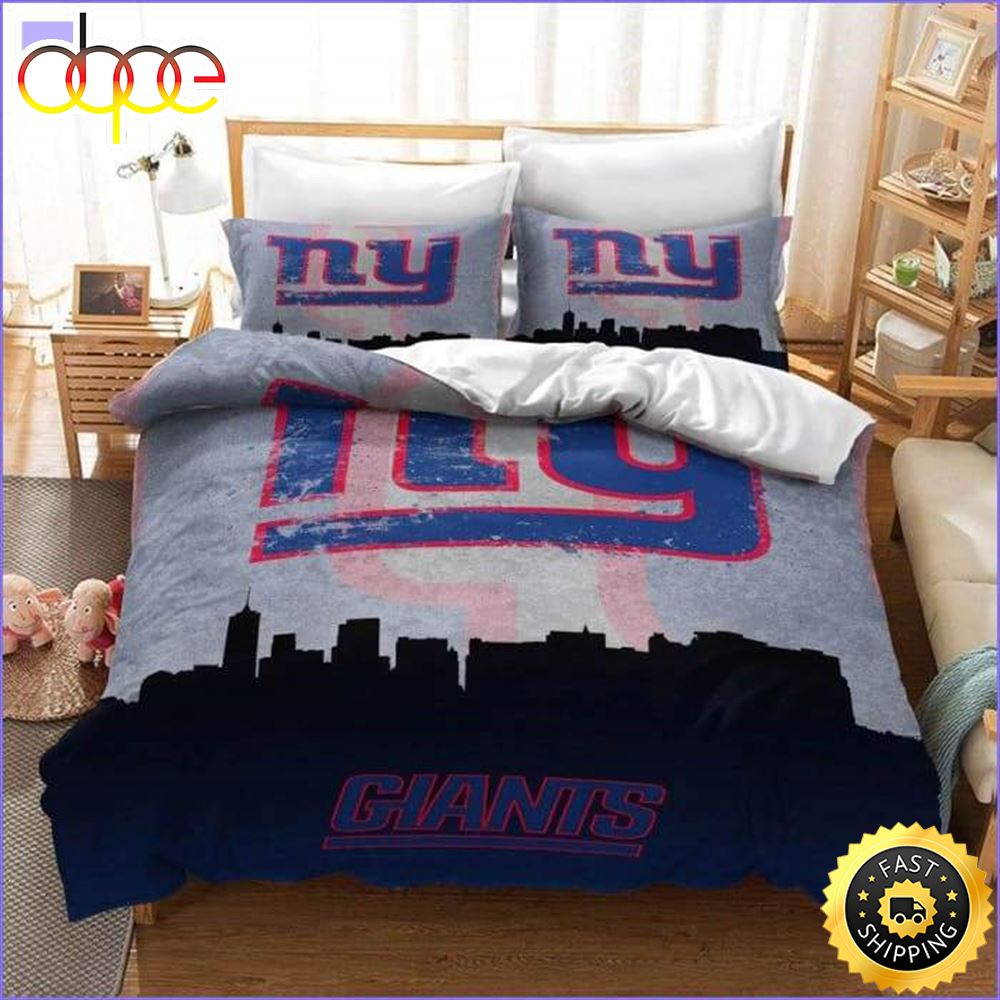 Sportswearmerch New York Giants NFL Black Grey Bedding Set For Fan