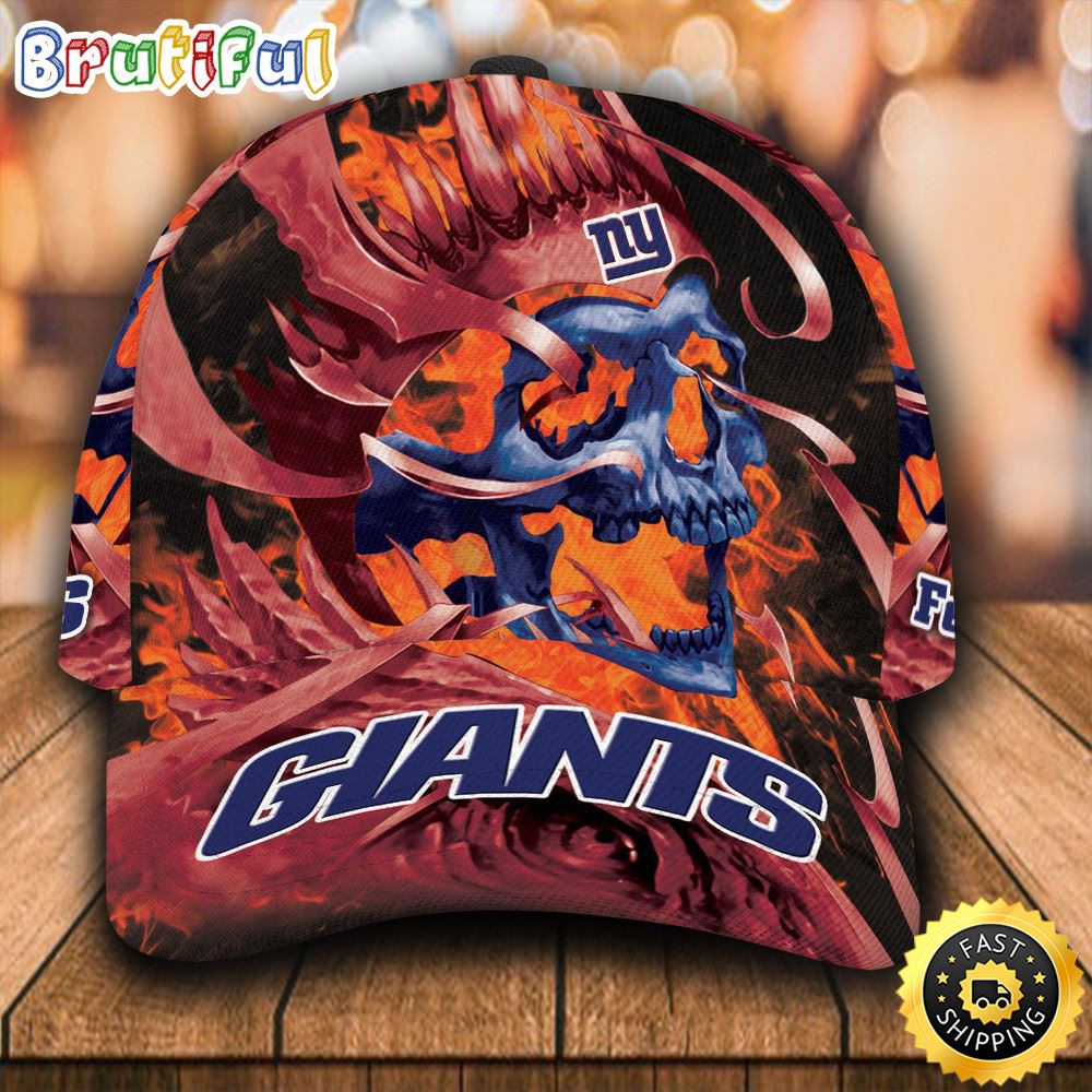 Sportswearmerch New York Giants NFL Fire Skull Classic Cap For Fan