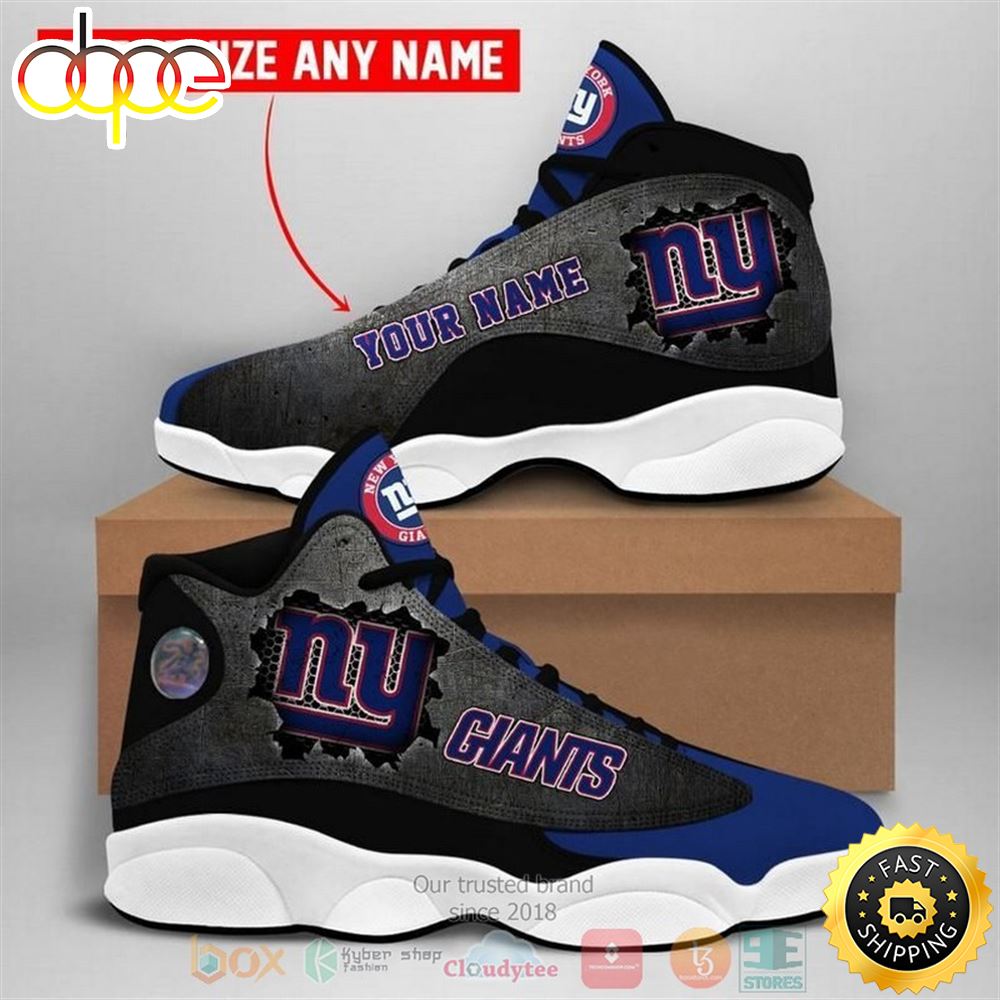 Sportswearmerch New York Giants NFL Football Custom AJ13 Sneakers Shoes For Men And Women