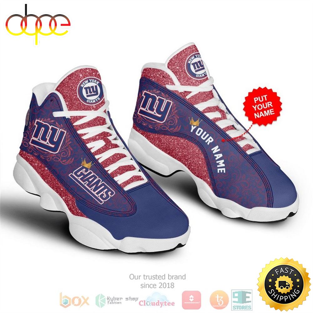 Sportswearmerch New York Giants NFL Football Custom AJ13 Sneakers Shoes For Men And Women