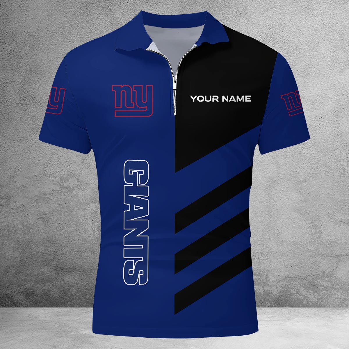 Sportswearmerch New York Giants NFL Lapel Zip Polo Shirt For Fan