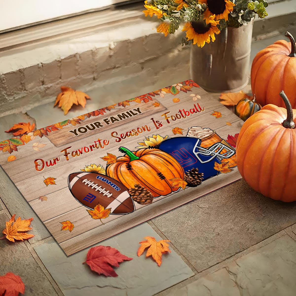 Sportswearmerch New York Giants NFL Our Favorite Season is Football Doormat For Fan