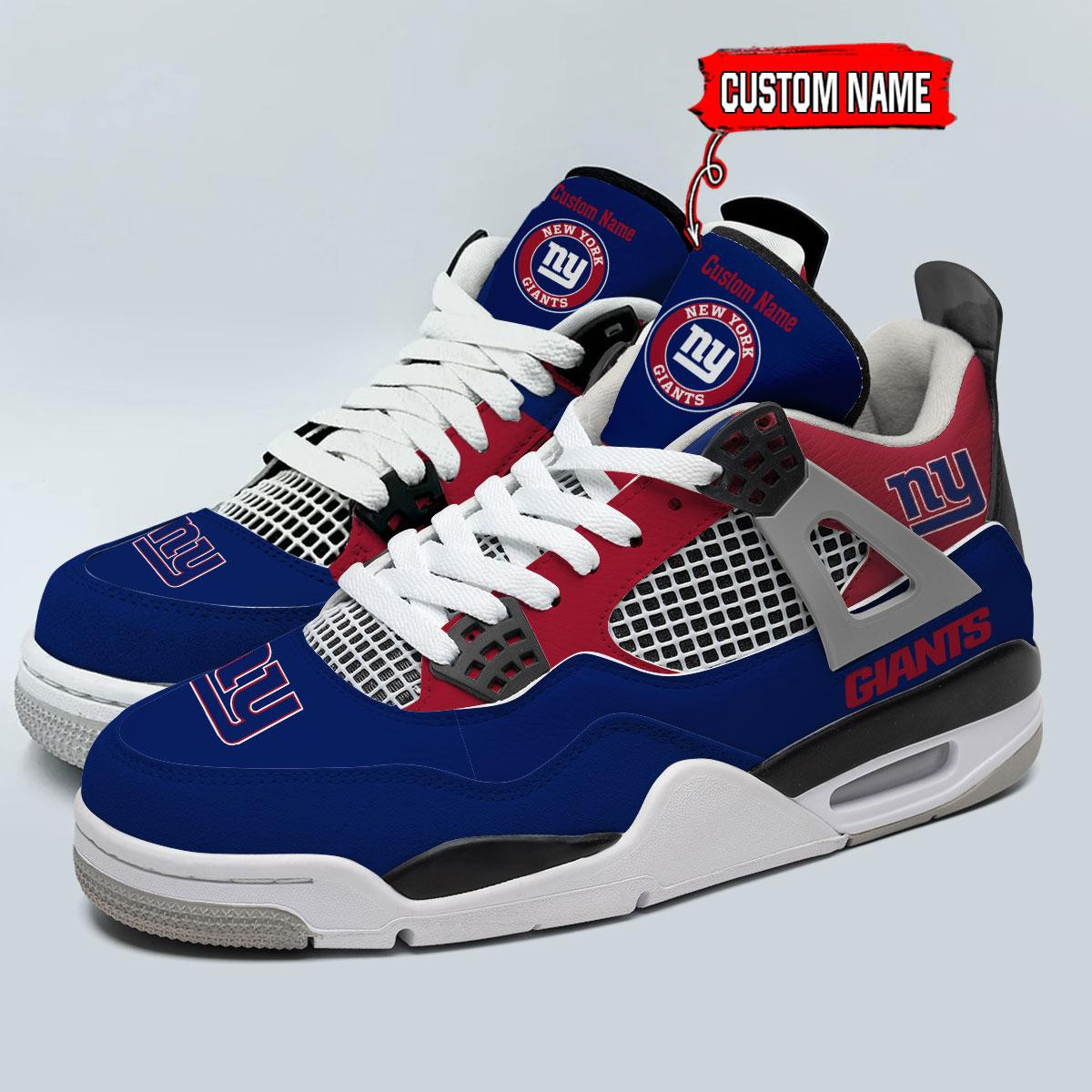 Sportswearmerch New York Giants NFL Personalized AJ4 Sneakers Shoes For Men And Women