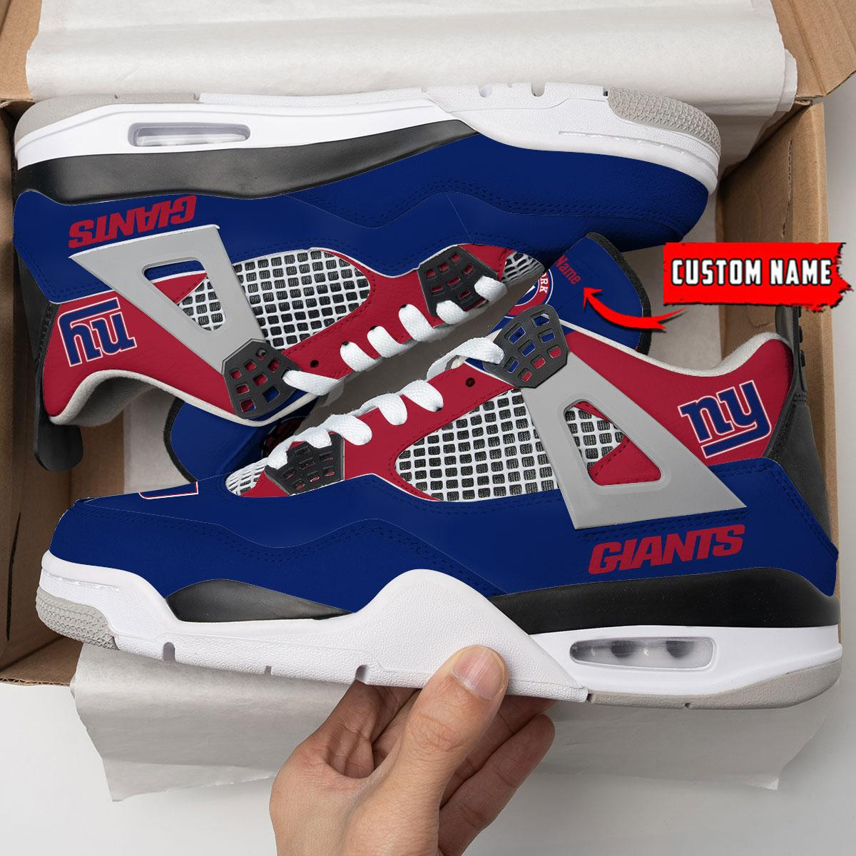 Sportswearmerch New York Giants NFL Personalized Air Jordan 4 SnAJ4 Sneakers Shoes For Men And Women
