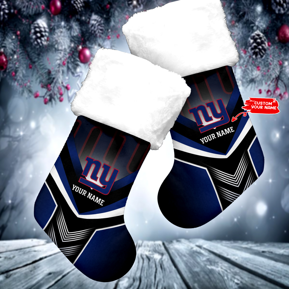 Sportswearmerch New York Giants NFL Personalized Christmas Socks For Fan