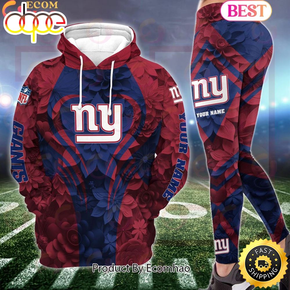 Sportswearmerch New York Giants NFL Special Flowers Design Hoodie And Leggings For Fan