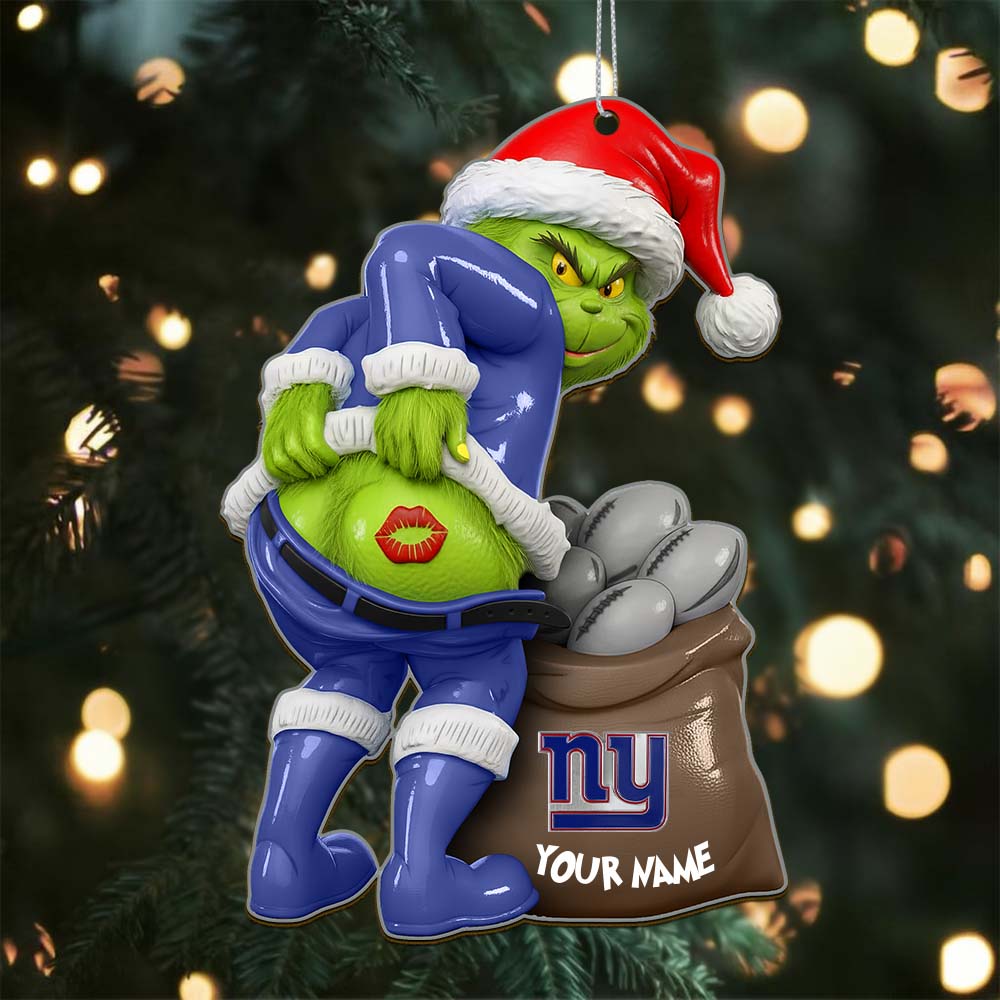 Sportswearmerch New York Giants NFL The Grinch x Christmas Acrylic Ornament Gift For Fan