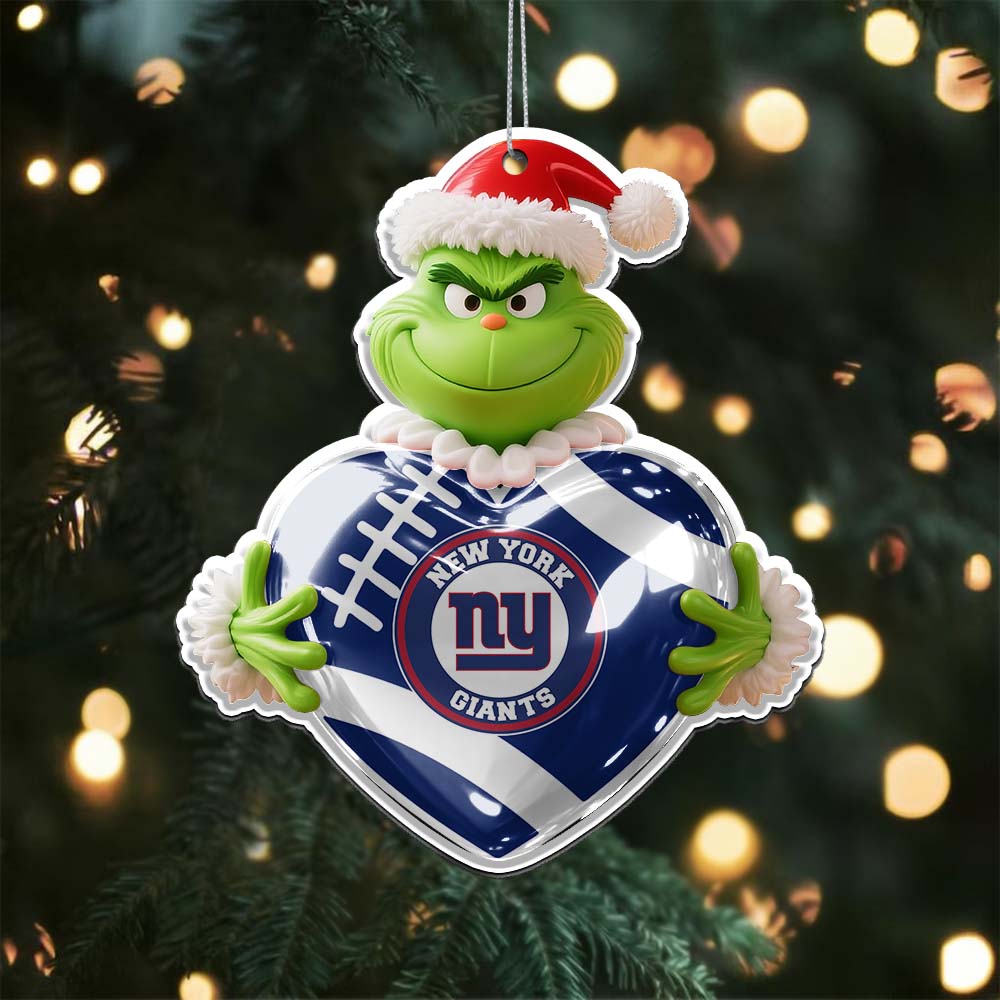 Sportswearmerch New York Giants NFL The Grinch x Christmas Acrylic Ornament Gift For Fan