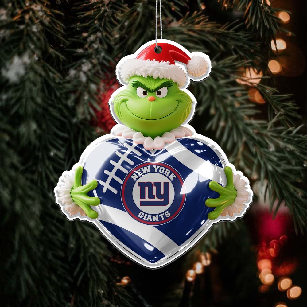 Sportswearmerch New York Giants NFL The Grinch x Christmas Acrylic Ornament Gift For Fan