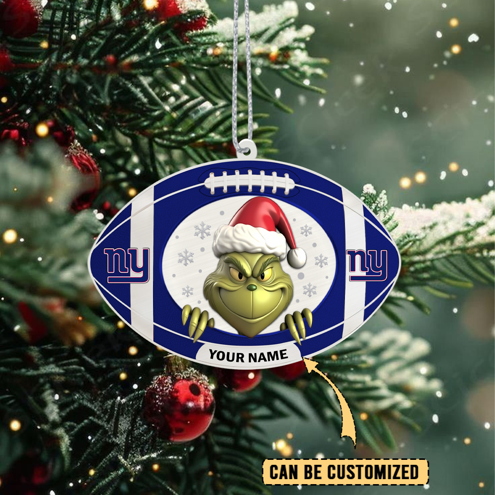 Sportswearmerch New York Giants NFL The Grinch x Christmas Acrylic Ornament Gift For Fan