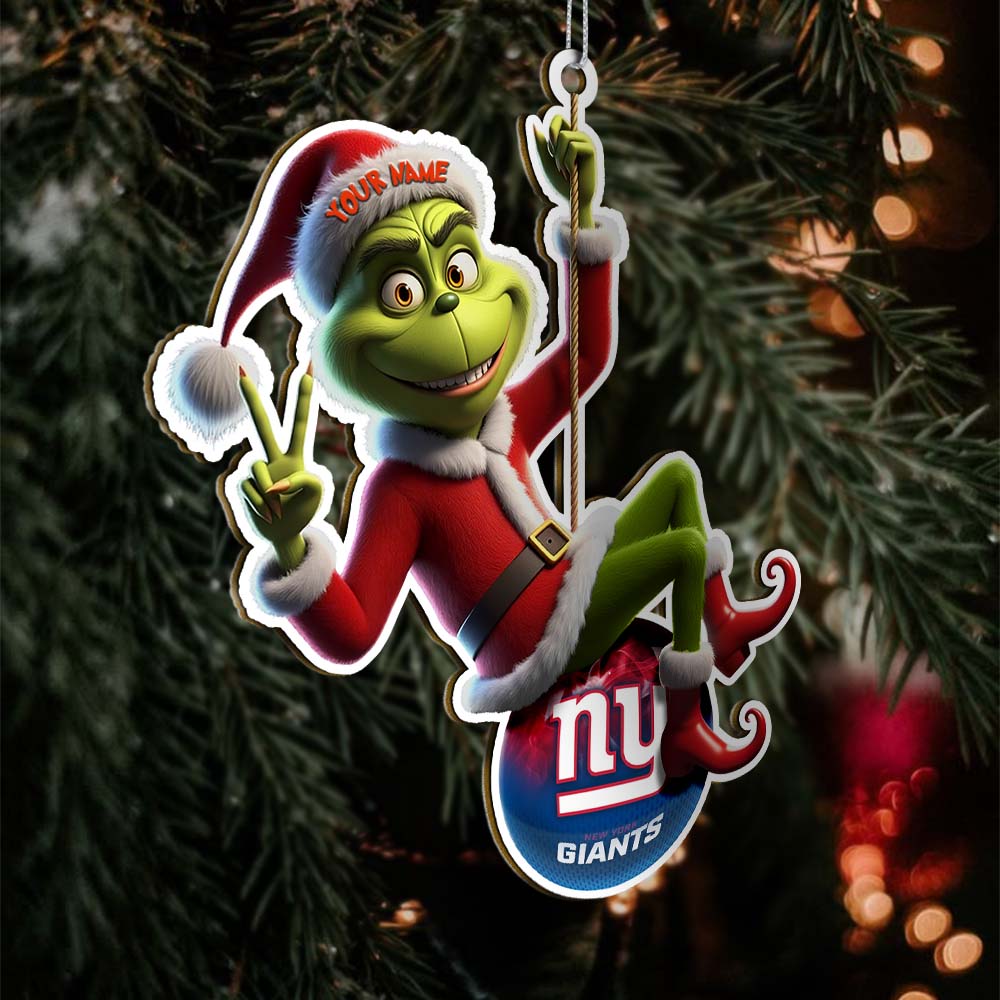 Sportswearmerch New York Giants NFL The Grinch x Christmas Acrylic Ornament Gift For Fan