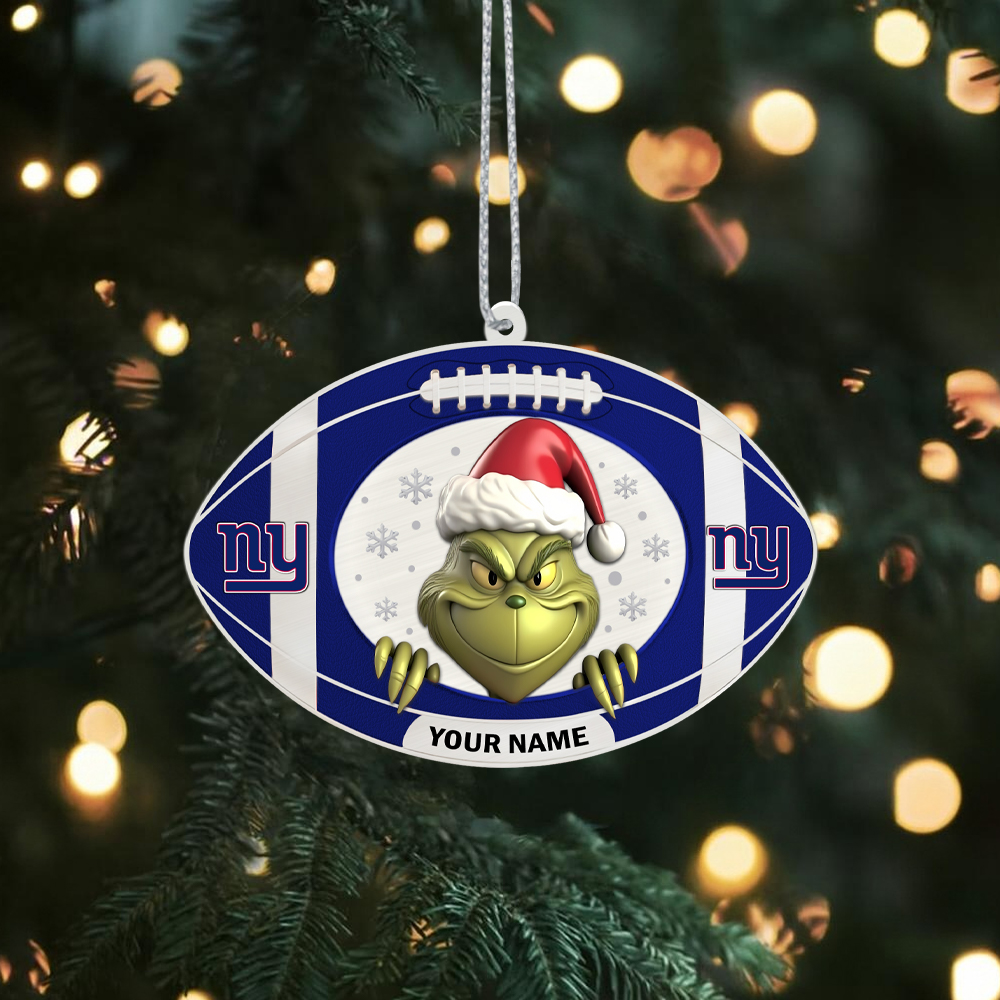 Sportswearmerch New York Giants NFL The Grinch x Christmas Acrylic Ornament Gift For Fan