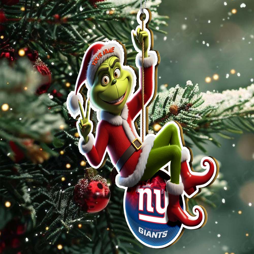 Sportswearmerch New York Giants NFL The Grinch x Christmas Acrylic Ornament Gift For Fan