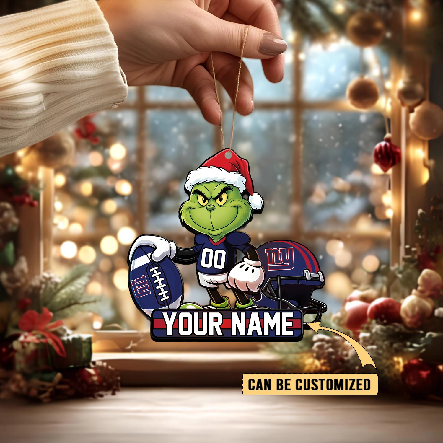 Sportswearmerch New York Giants NFL The Grinch x Christmas Acrylic Ornament Gift For Fan