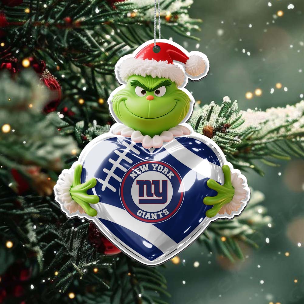 Sportswearmerch New York Giants NFL The Grinch x Christmas Acrylic Ornament Gift For Fan