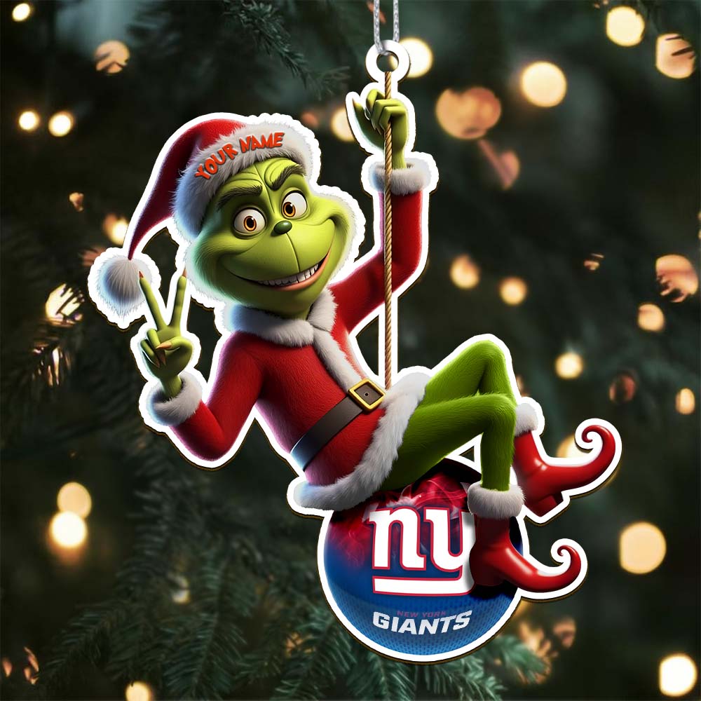 Sportswearmerch New York Giants NFL The Grinch x Christmas Acrylic Ornament Gift For Fan