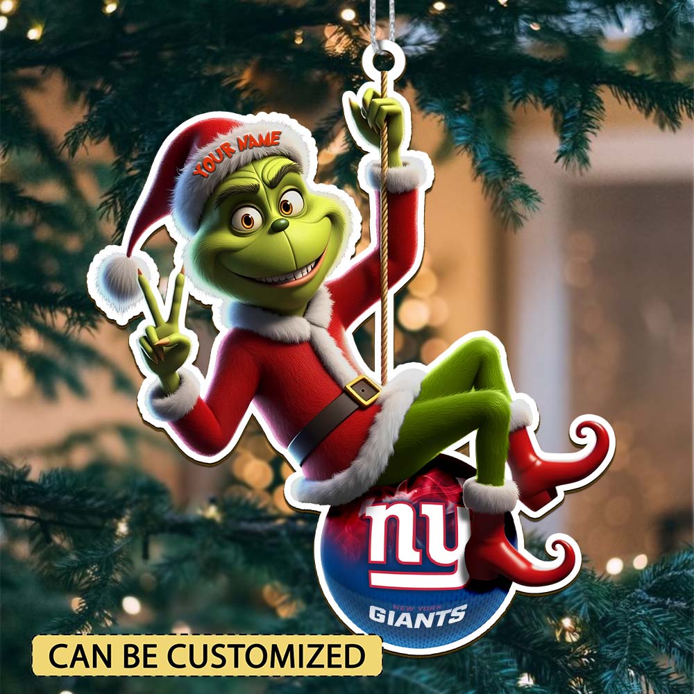 Sportswearmerch New York Giants NFL The Grinch x Christmas Acrylic Ornament Gift For Fan