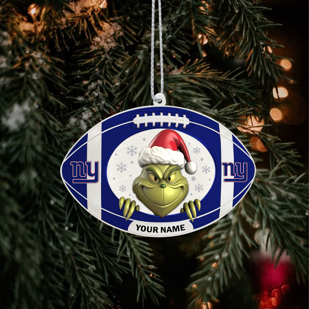 Sportswearmerch New York Giants NFL The Grinch x Christmas Acrylic Ornament Gift For Fan
