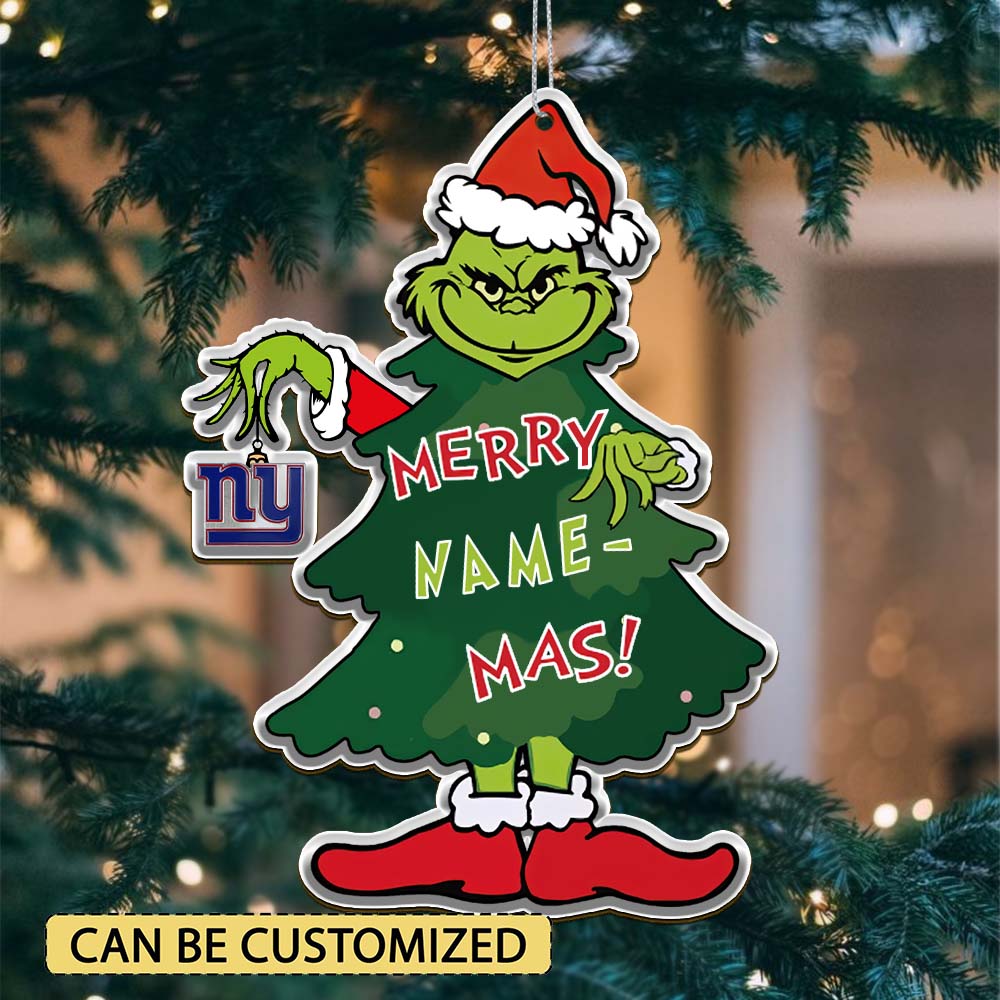 Sportswearmerch New York Giants NFL The Grinch x Christmas Acrylic Ornament Gift For Fan