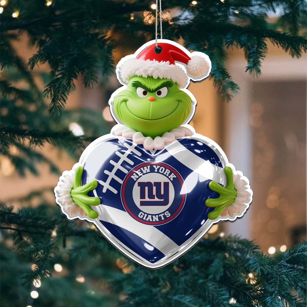 Sportswearmerch New York Giants NFL The Grinch x Christmas Acrylic Ornament Gift For Fan