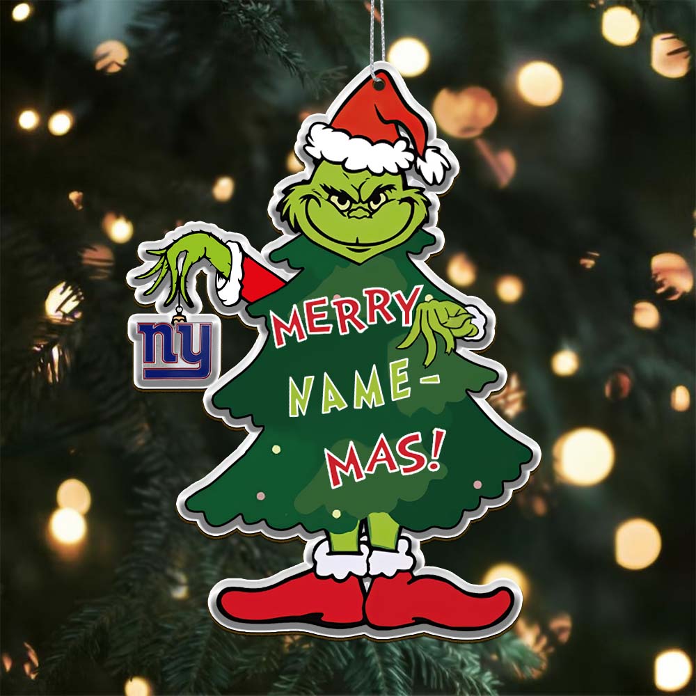 Sportswearmerch New York Giants NFL The Grinch x Christmas Acrylic Ornament Gift For Fan