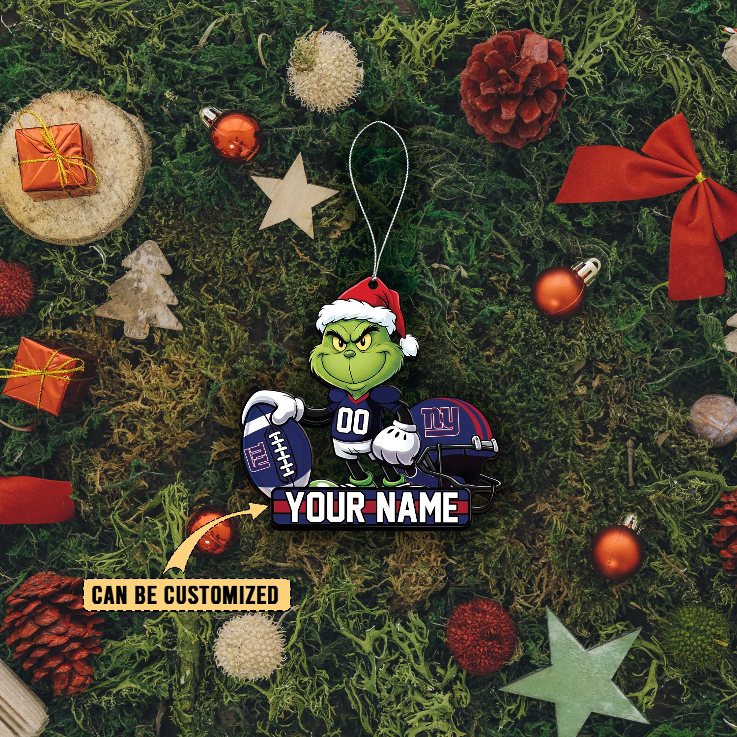 Sportswearmerch New York Giants NFL The Grinch x Christmas Acrylic Ornament Gift For Fan