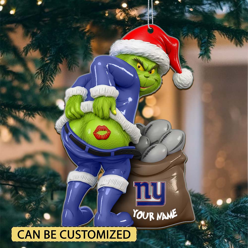 Sportswearmerch New York Giants NFL The Grinch x Christmas Acrylic Ornament Gift For Fan