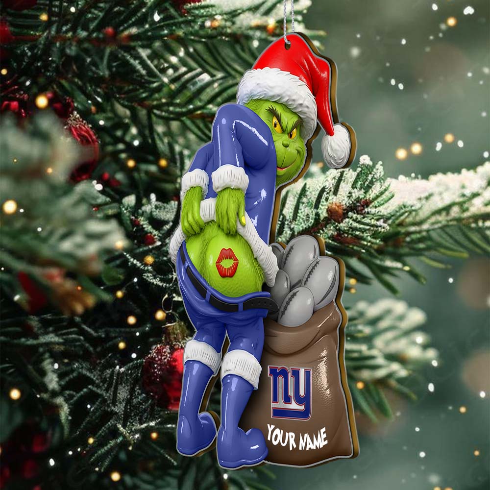 Sportswearmerch New York Giants NFL The Grinch x Christmas Acrylic Ornament Gift For Fan