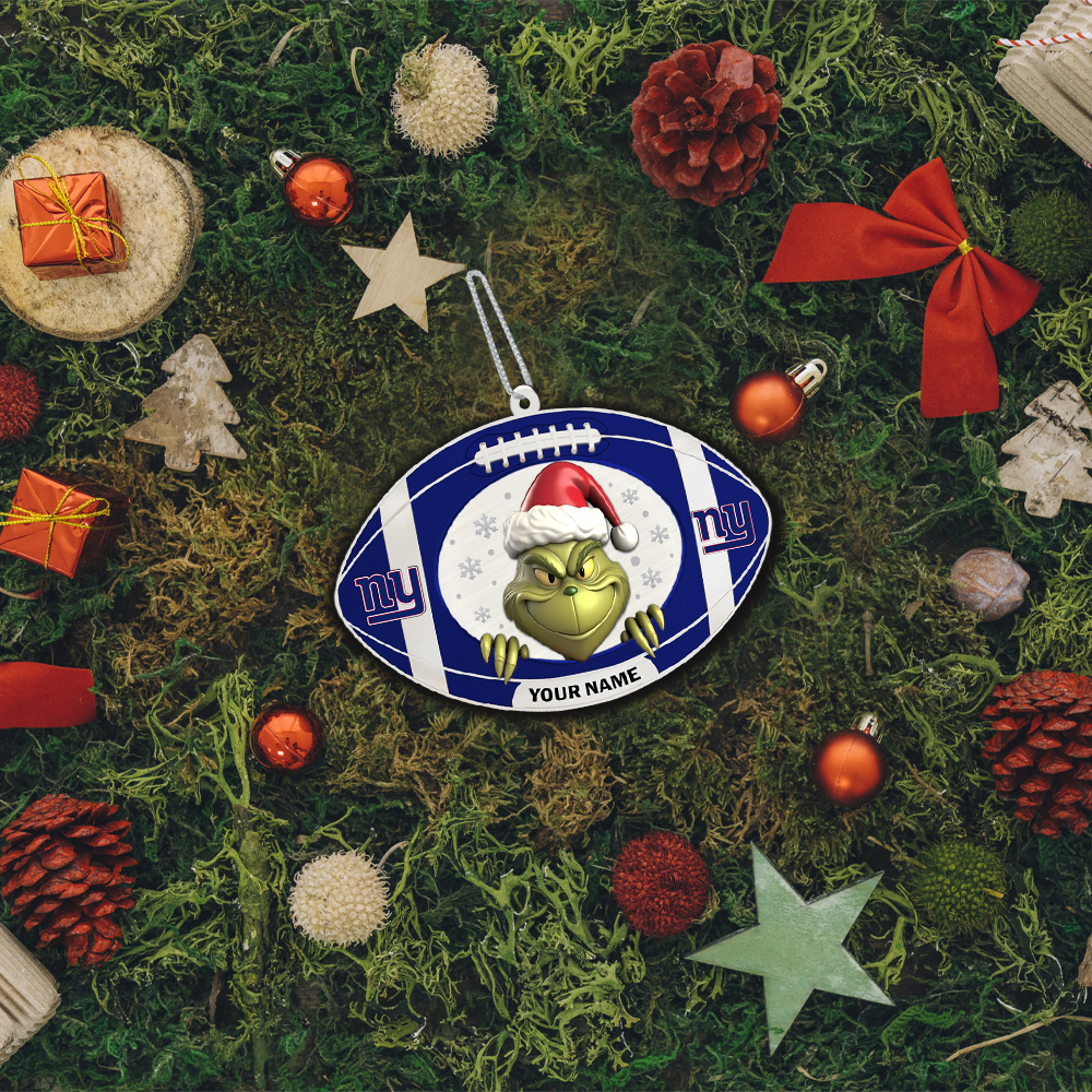 Sportswearmerch New York Giants NFL The Grinch x Christmas Acrylic Ornament Gift For Fan