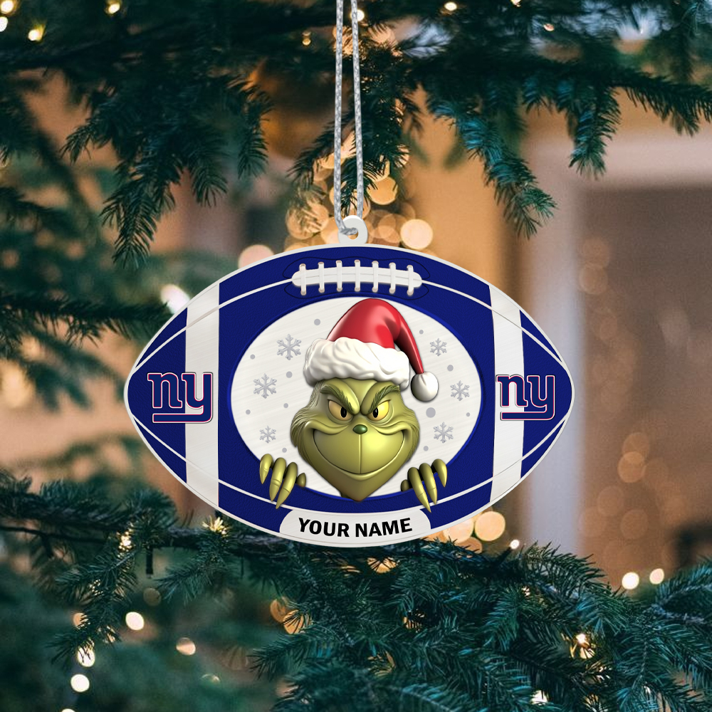 Sportswearmerch New York Giants NFL The Grinch x Christmas Acrylic Ornament Gift For Fan