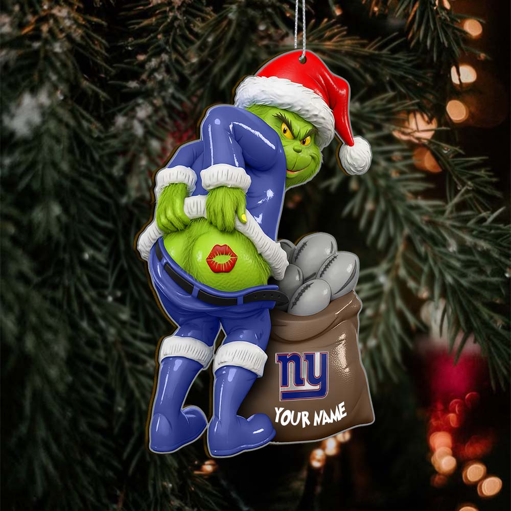 Sportswearmerch New York Giants NFL The Grinch x Christmas Acrylic Ornament Gift For Fan