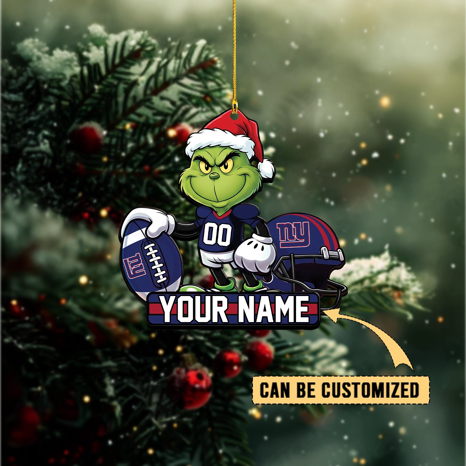 Sportswearmerch New York Giants NFL The Grinch x Christmas Acrylic Ornament Gift For Fan