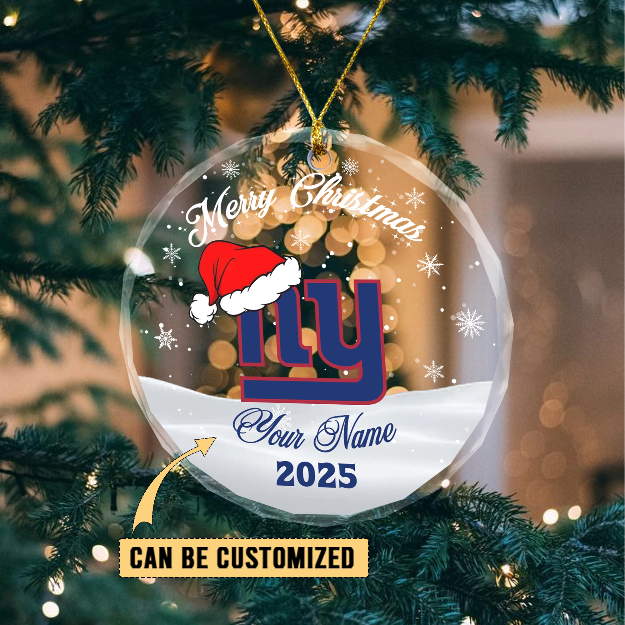 Sportswearmerch New York Giants NFL x Christmas Glass Ornament Gift For Fan