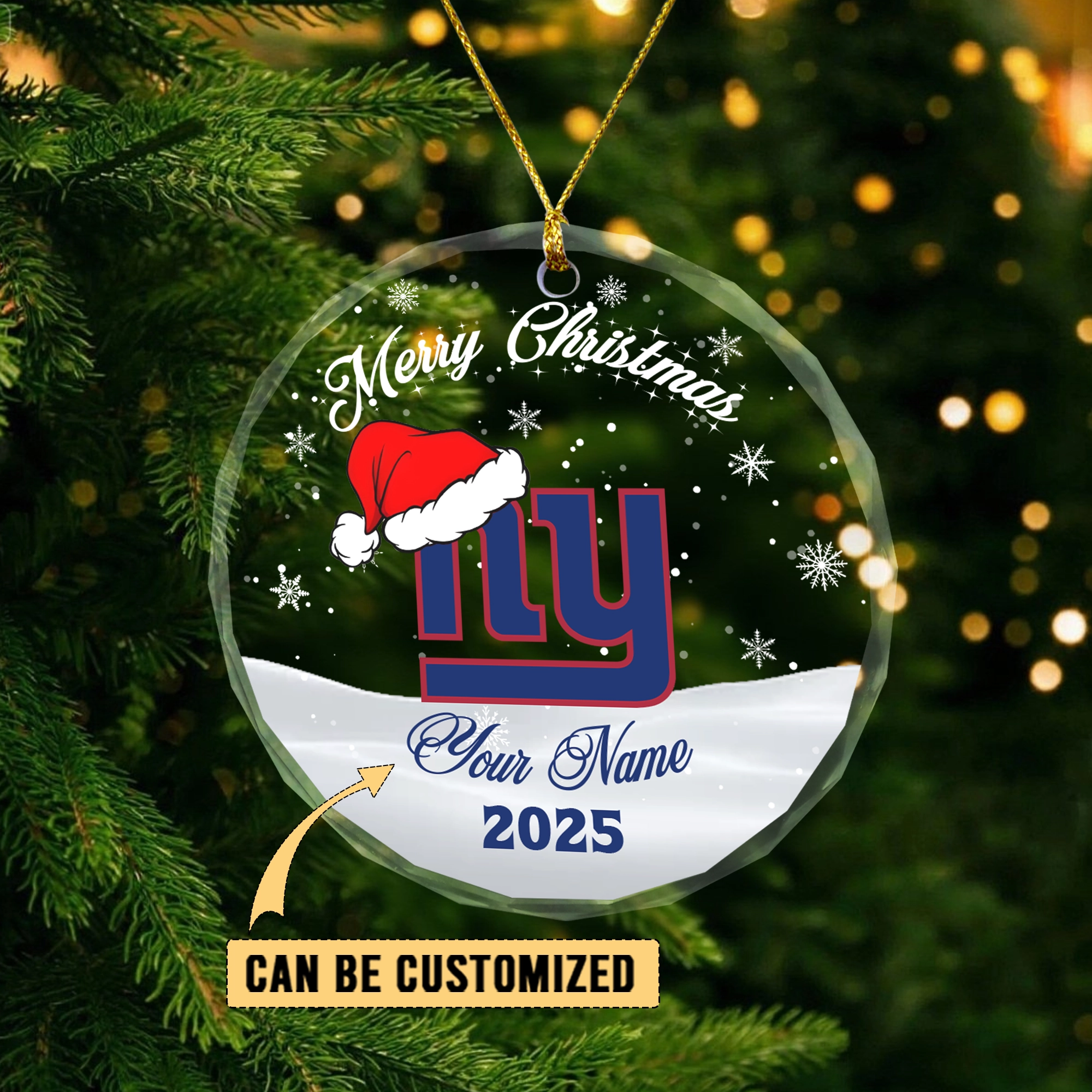 Sportswearmerch New York Giants NFL x Christmas Glass Ornament Gift For Fan