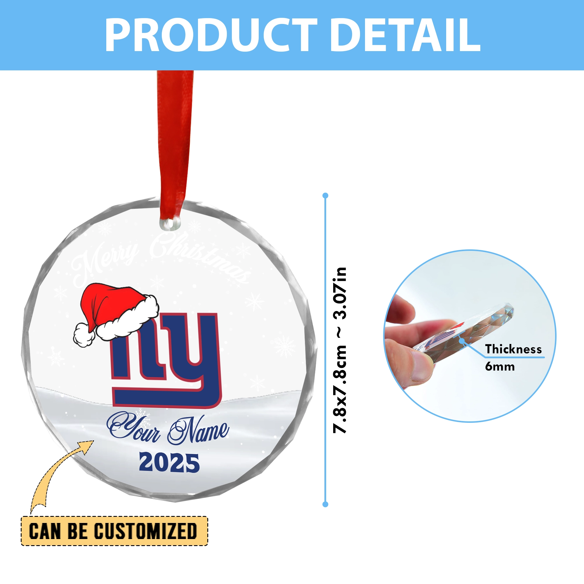 Sportswearmerch New York Giants NFL x Christmas Glass Ornament Gift For Fan