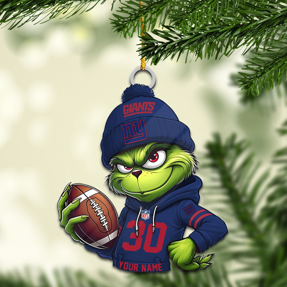 Sportswearmerch New York Giants NFL x Grinch Christmas Acrylic Ornament For Fans