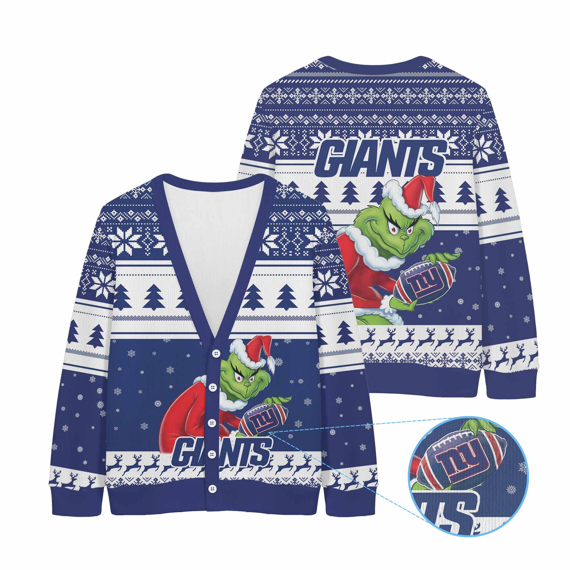 Sportswearmerch New York Giants NFL x Grinch Christmas Cardigan For Fan