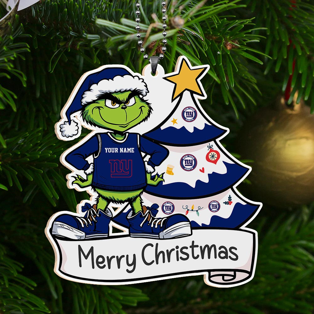Sportswearmerch New York Giants NFL x Grinch Merry Christmas Acrylic Ornament For Fans