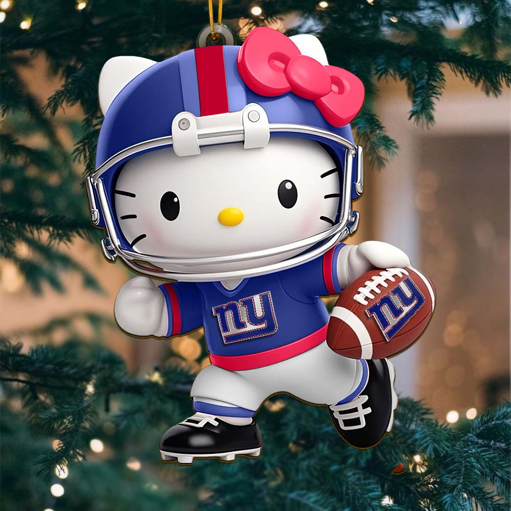 Sportswearmerch New York Giants NFL x Hello Kitty Personalized Acrylic Ornament Gift For Fans
