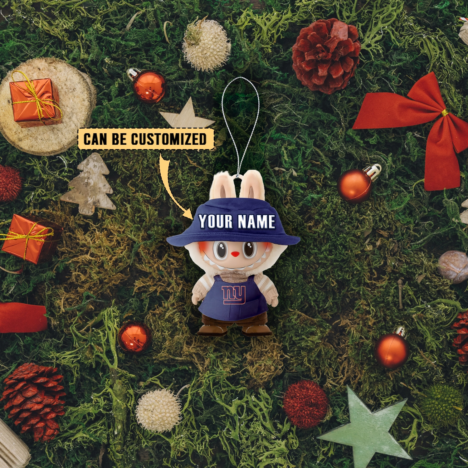 Sportswearmerch New York Giants NFL x Labubu Christmas Personalized Acrylic Ornament Gift For Fans
