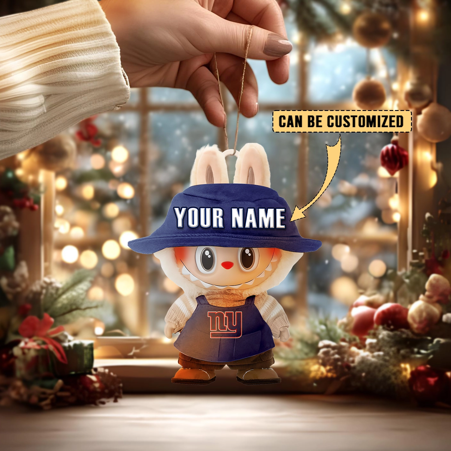 Sportswearmerch New York Giants NFL x Labubu Christmas Personalized Acrylic Ornament Gift For Fans