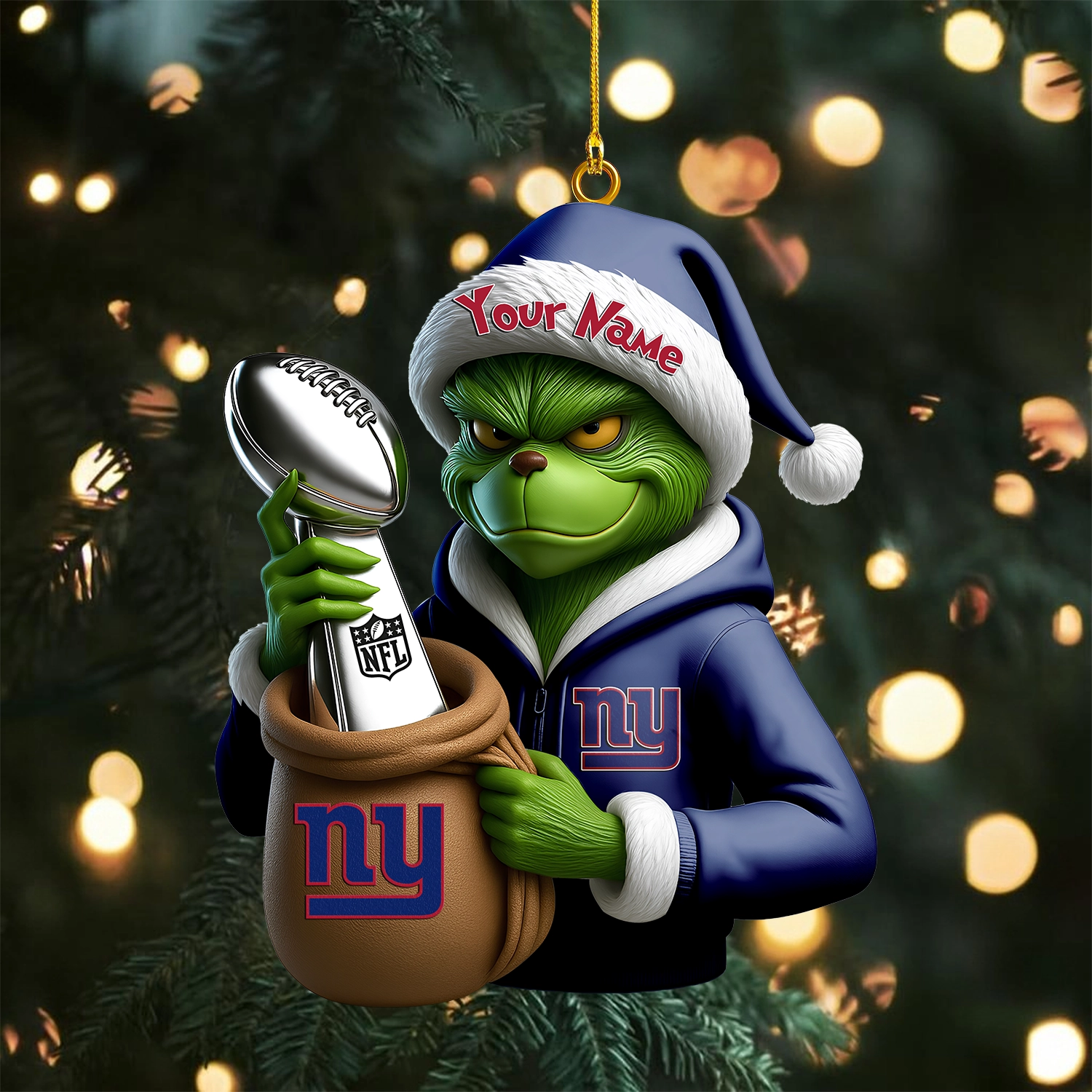 Sportswearmerch New York Giants NFL x The Grinch Acrylic Ornament Gift For Fans