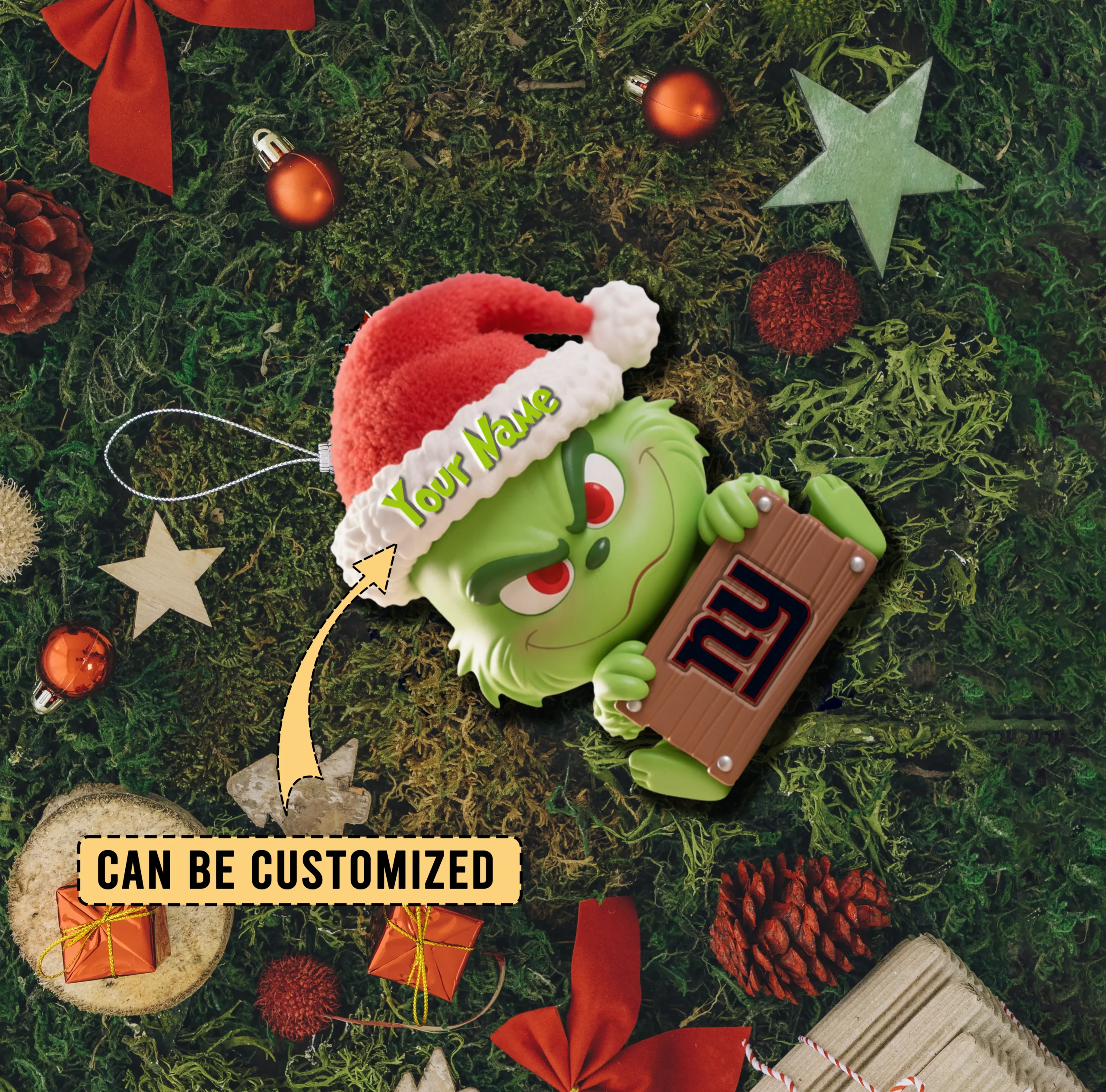 Sportswearmerch New York Giants NFL x The Grinch Acrylic Ornament Gift For Fans